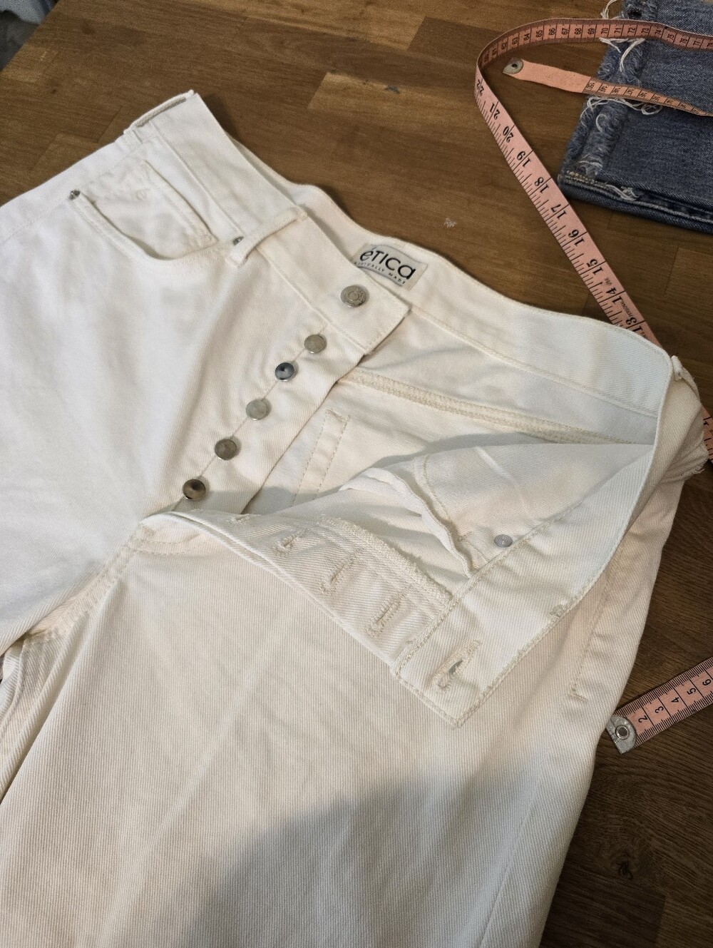 ÉTICA Stanton Relaxed Wide Leg Jeans 31 Natural White Organic Cotton Tall - Picture 9 of 15